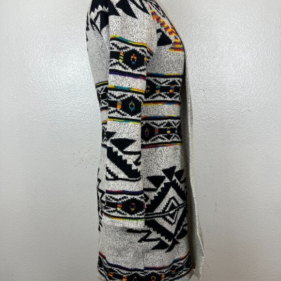 Northern Angel Women Sweater Gray Aztec Southwestern Cardigan Open Front M - Picture 6 of 8